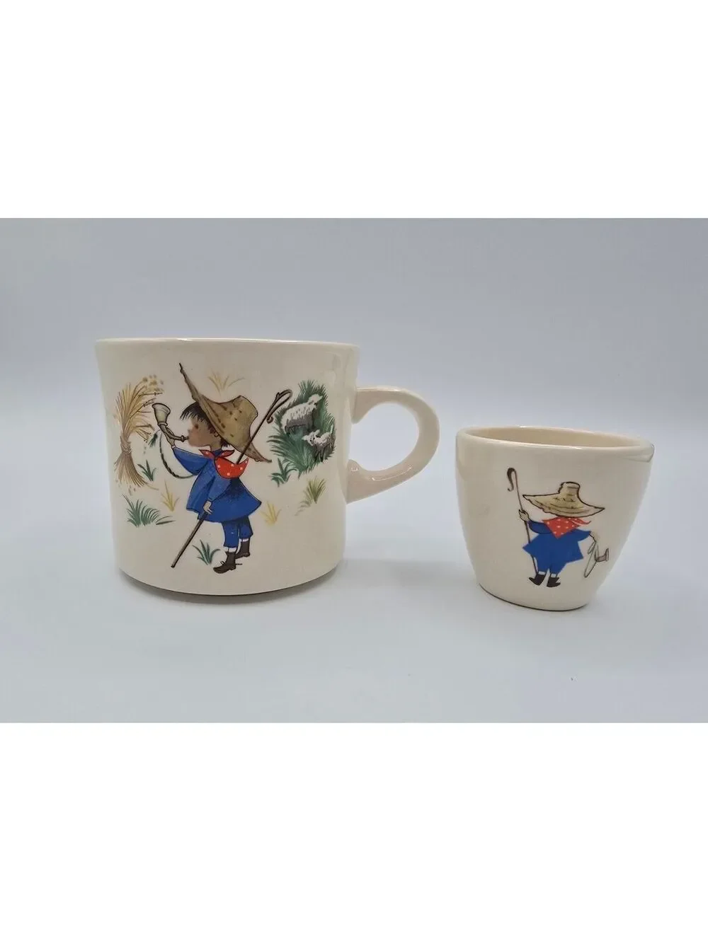 Vintage Brendan Erin Stone Ireland Little Boy Blue Mug & Egg Cup Nursery Set